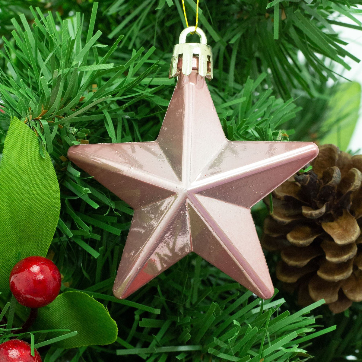 Rose Gold 8 Piece Mini Christmas Star Baubles | Set Of 8 Star Christmas Tree Bauble Decorations | Xmas Tree Baubles Gold Christmas Tree Ornaments Tree Decoration - Tophatter Daily Deals