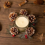 Christmas Wreath Scented Fragranced Candle Pot Ornament ~ Xmas Table Centrepiece Decoration ~ Red Wax - Spiced Apple & Cinnamon Scented Candle - Tophatter Daily Deals
