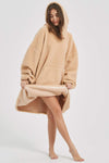 Lantern Sleeve Oversized Hooded Fuzzy Lounge Dress Sleep Dresses - Tophatter Daily Deals