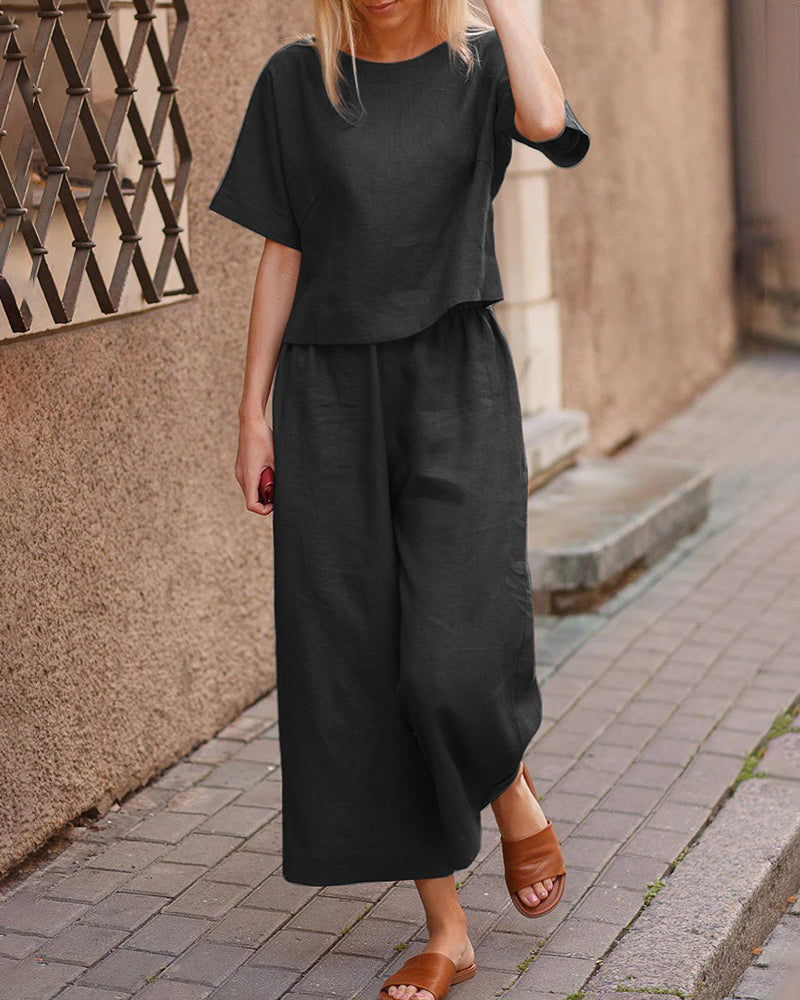 Loose Fit Two Piece Sets Black Two Pieces Sets - Tophatter Daily Deals