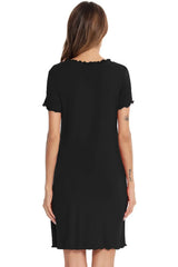 Round Neck Short Sleeve Lounge Dress Sleep Dresses - Tophatter Daily Deals