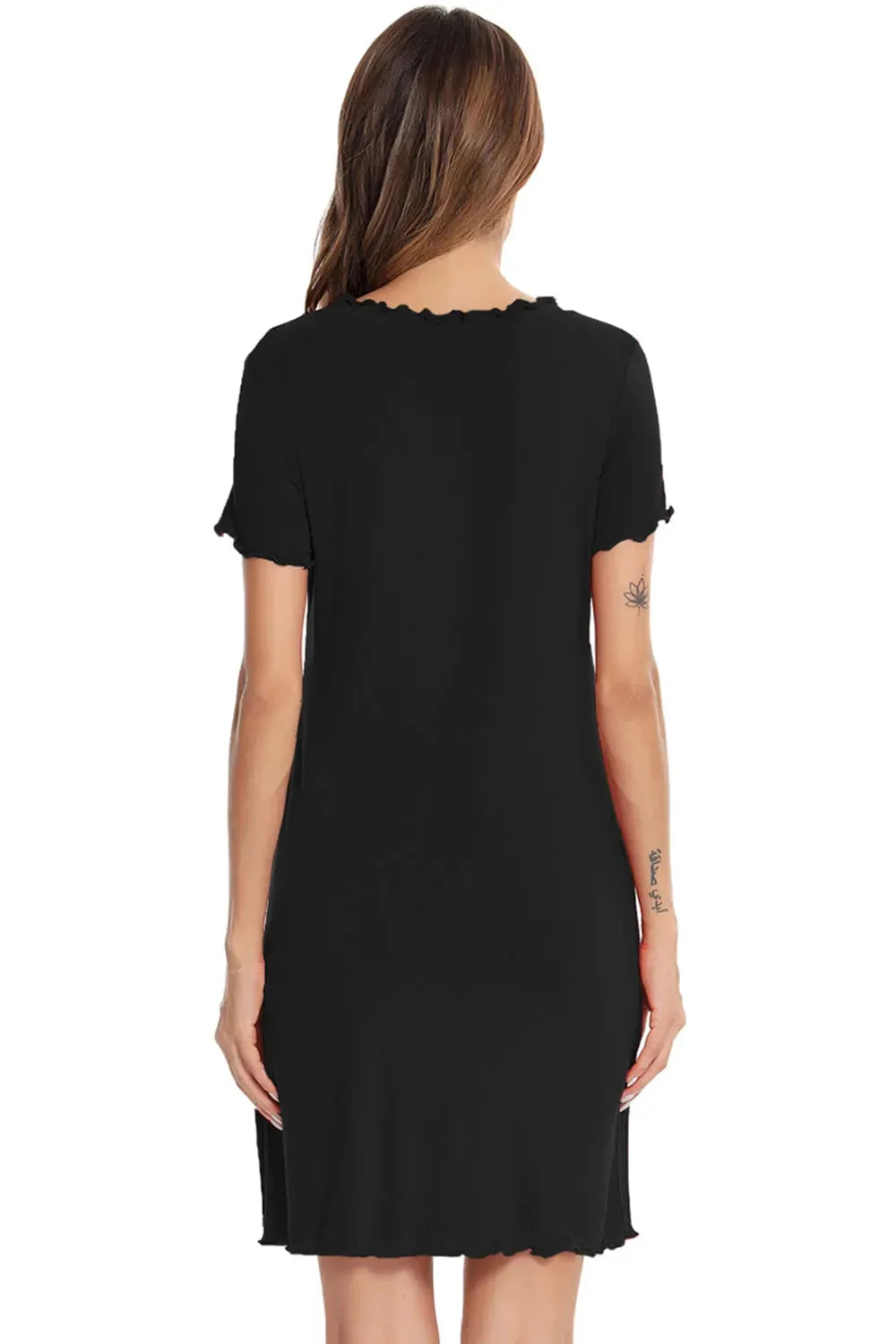 Round Neck Short Sleeve Lounge Dress Sleep Dresses - Tophatter Daily Deals