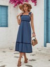 Contrast Trim Wide Strap Cami Dress Peacock Blue Casual Dresses - Tophatter Daily Deals