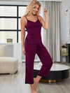 V-Neck Lace Trim Slit Cami and Pants Pajama Set Loungewear Sets - Tophatter Daily Deals