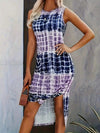 Slit Printed Round Neck Sleeveless Dress Purple Casual Dresses - Tophatter Daily Deals