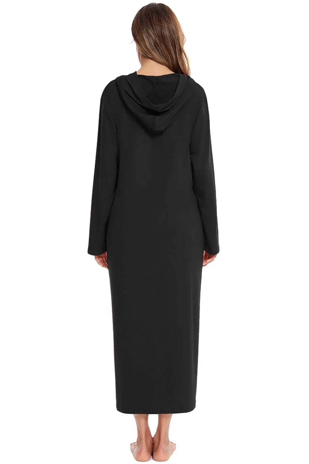 Zip Front Hooded Night Dress with Pockets Sleep Dresses - Tophatter Daily Deals