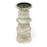 24cm Traditional Wooden Church Pillar Candle Holder | Whitewashed Spike Wood Candlestick Holder | Rustic Style Candle Stick Holders Wooden Candle Stand Candlestick - Tophatter Daily Deals