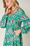 Double Take Full Size Printed Long Sleeve Dress Casual Dresses - Tophatter Daily Deals