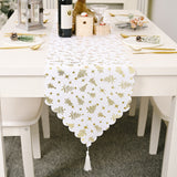 Bronzing White Table Runner Home Table Cloth Fabric Golden tree 0 - Tophatter Daily Deals