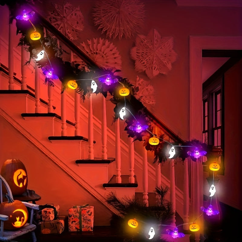 Halloween LED Pumpkin Bat String Lights Halloween - Tophatter Daily Deals