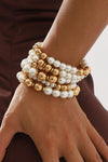 White 5pcs Pearl Beaded Bracelet Set Bracelets - Tophatter Daily Deals