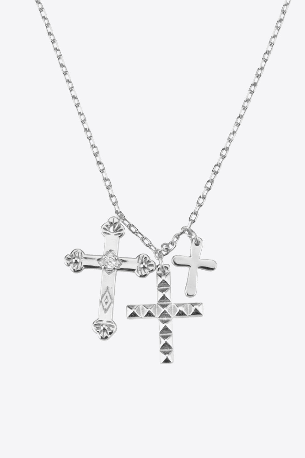 Inlaid Zircon Cross Pendant Necklace Silver One Size Necklaces - Tophatter Daily Deals