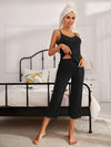 V-Neck Lace Trim Slit Cami and Pants Pajama Set Loungewear Sets - Tophatter Daily Deals