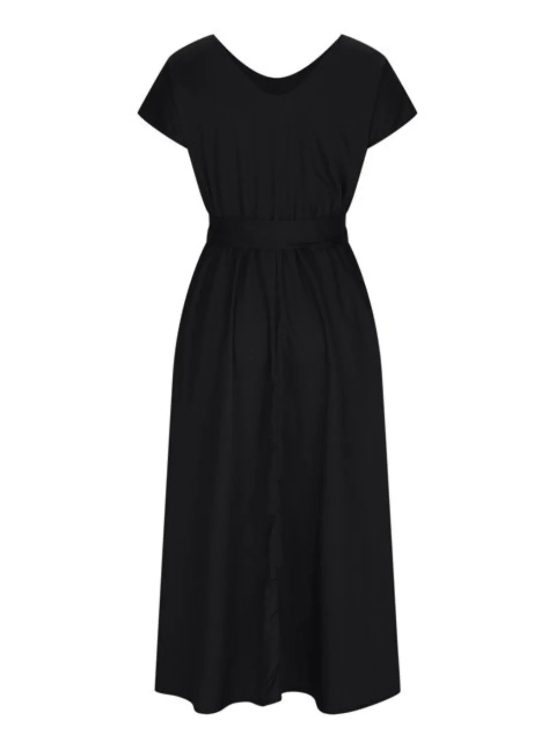 Ruched V-Neck Cap Sleeve Dress Casual Dresses - Tophatter Daily Deals