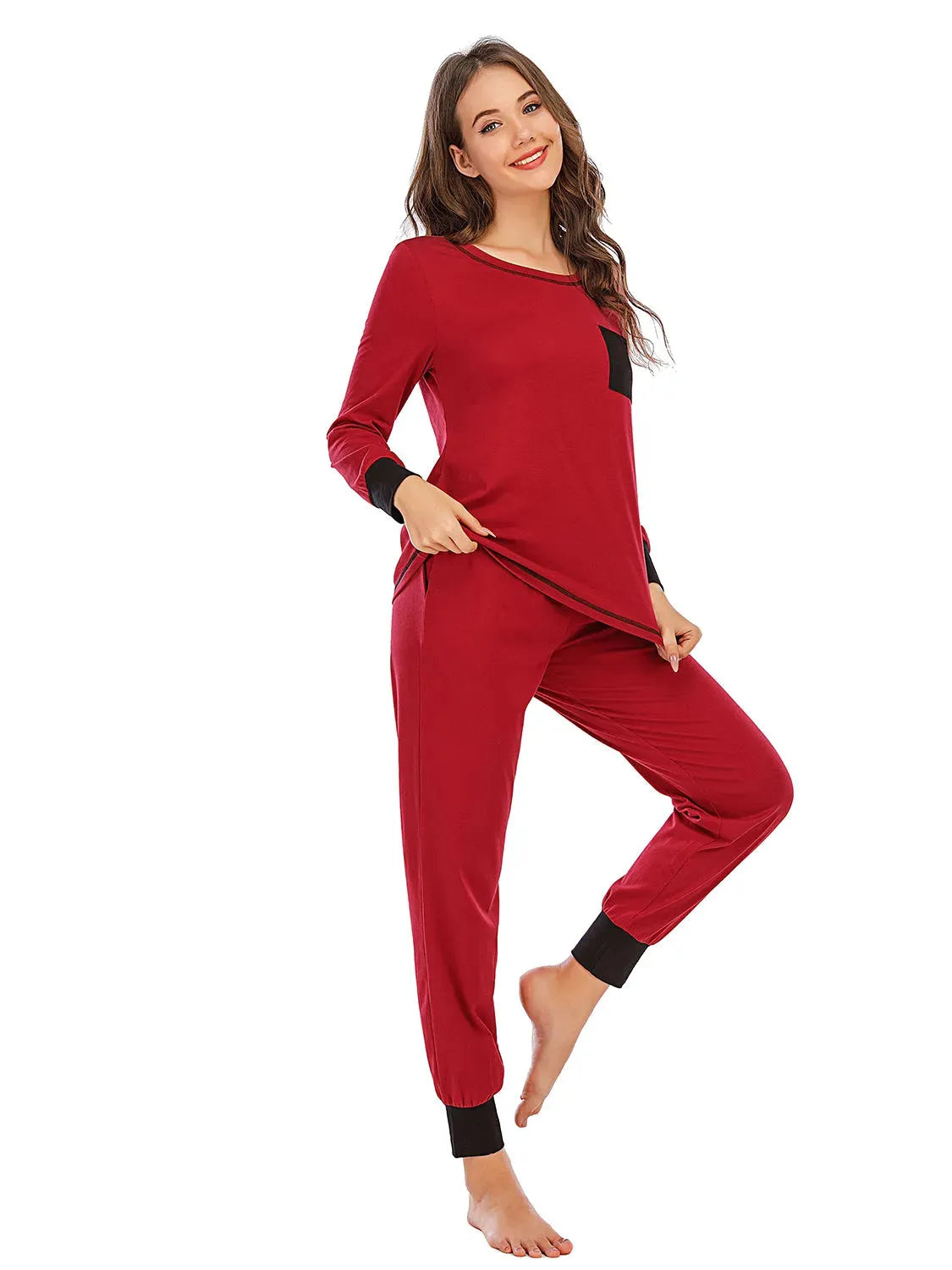 Round Neck Top and Pants Lounge Set Loungewear Sets - Tophatter Daily Deals