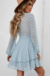 Tied Layered Polka Dot Balloon Sleeve Dress Casual Dresses - Tophatter Daily Deals