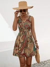 Smocked Printed V-Neck Mini Dress Casual Dresses - Tophatter Daily Deals