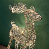Gold LED Reindeer | Light-up Christmas Ornament in Gold Metal Wire - 40cm LED Light - Tophatter Daily Deals