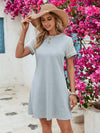 Openwork Round Neck Short Sleeve Dress Casual Dresses - Tophatter Daily Deals