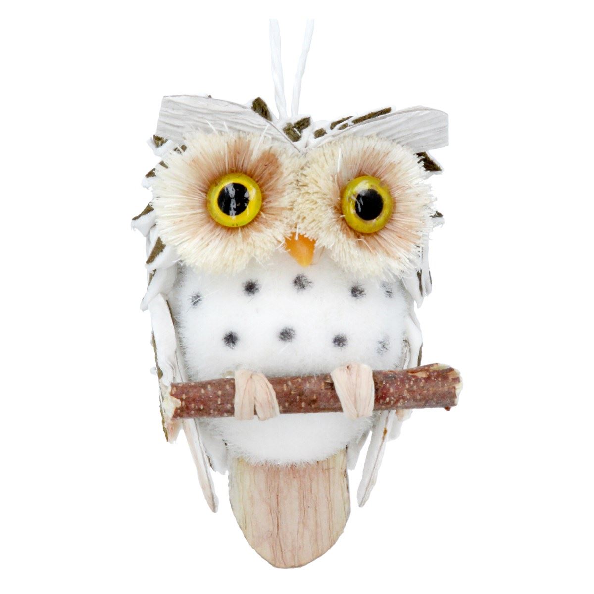 Natural Owl Christmas Tree Decoration | Rustic Woodland Hanging Bauble - 10cm Baubles - Tophatter Daily Deals
