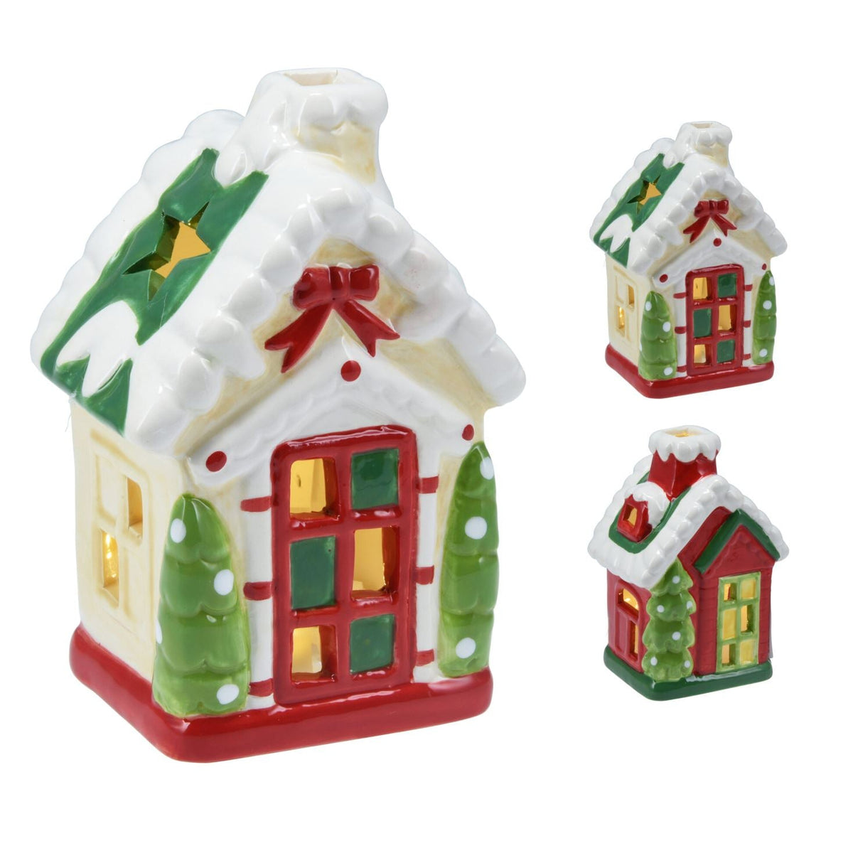 LED Ceramic Christmas House | Light Up House Christmas Village Ornament - 15cm LED Light - Tophatter Daily Deals