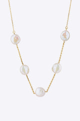 Freshwater Pearl Stainless Steel Necklace Necklaces - Tophatter Daily Deals