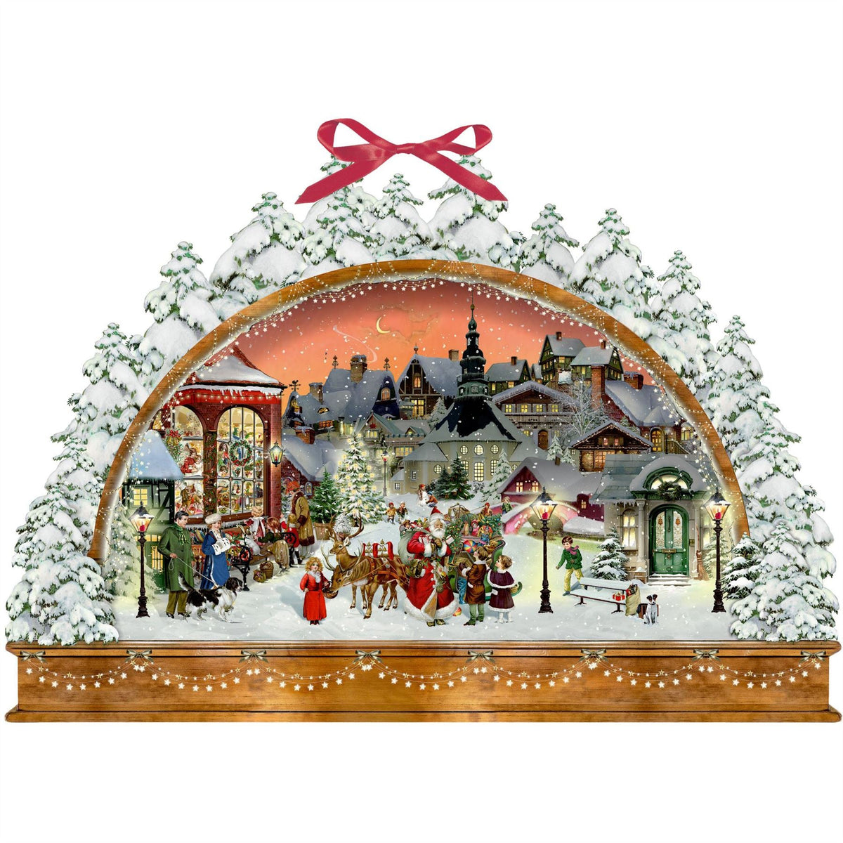 Victorian Christmas Arch Advent Calendar with Santa Scene & Ribbon Hanger Advent Calendar - Tophatter Daily Deals