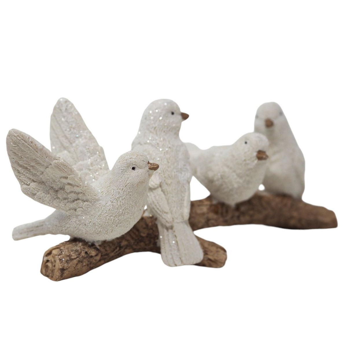 Winter Birds on Branch Figurine | 5 Birds Wildlife Christmas Ornament - 15cm Ornament - Tophatter Daily Deals