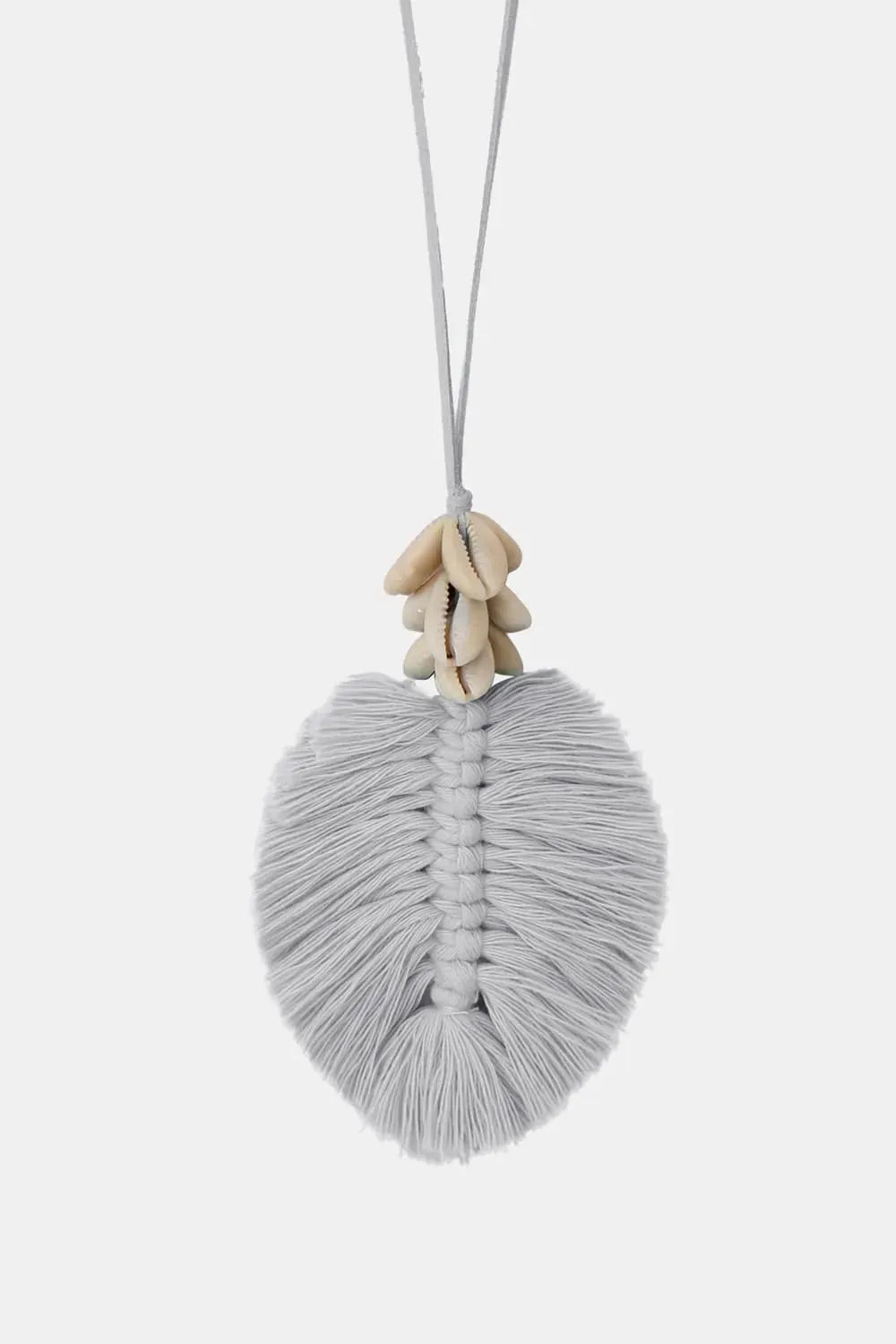 Leaf Macrame Pendant Necklace Light Gray One Size Necklaces - Tophatter Daily Deals