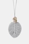 Leaf Macrame Pendant Necklace Light Gray One Size Necklaces - Tophatter Daily Deals