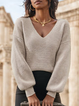 Soft Womens V Neck Sweater- Balloon Sleeves, Knit, For City 3D Changing Face Moving Picture Frame - Tophatter Daily Deals