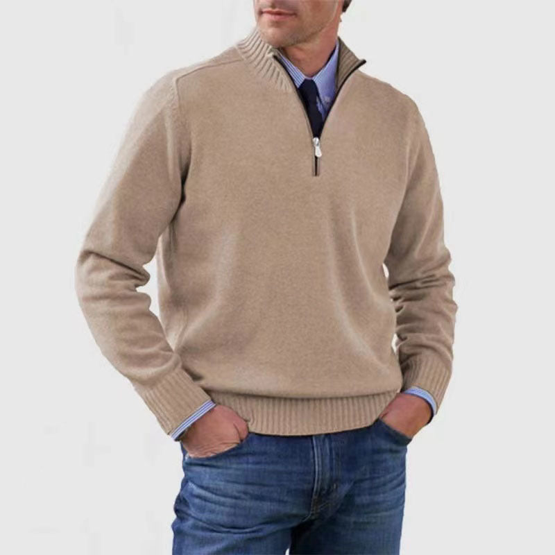 Soft Men's Stand Collar Sweater - Slim Fit, Acrylic Apricot 3D Changing Face Moving Picture Frame - Tophatter Daily Deals