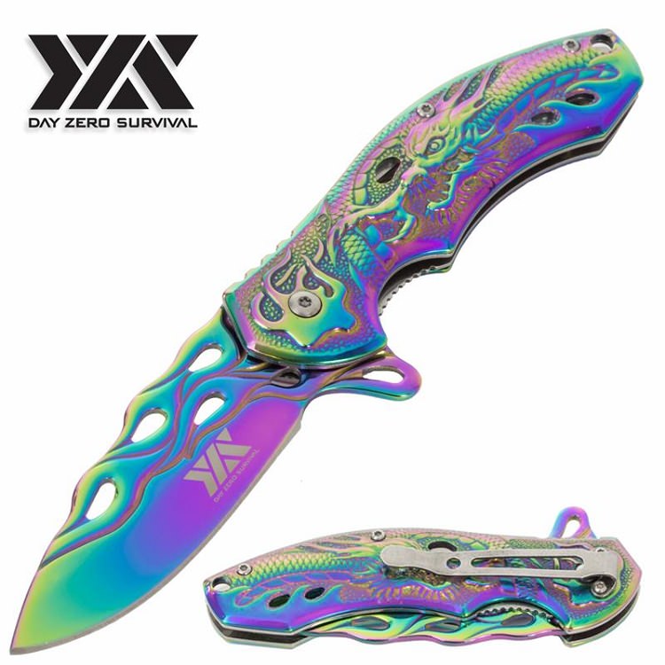 Ninja Samurai Spring Assisted Open Flame Blade Folding Pocket Knife Collectible Weapons - Tophatter Daily Deals
