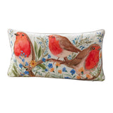 Robin Forget Me Not Cushion | Soft Velour Scatter Pillow with Watercolour Bird Cushion - Tophatter Daily Deals