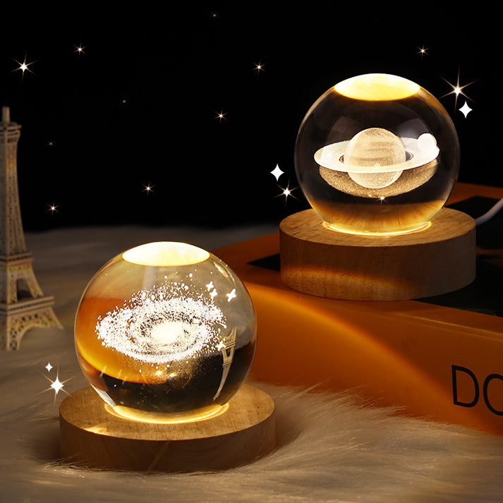 Luminous Starry Sky And Planets Moon Moon Crystal Ball Small Night Lamp Projection Ambience Light Creative Gift New Strange Gift Lamps - Tophatter Daily Deals