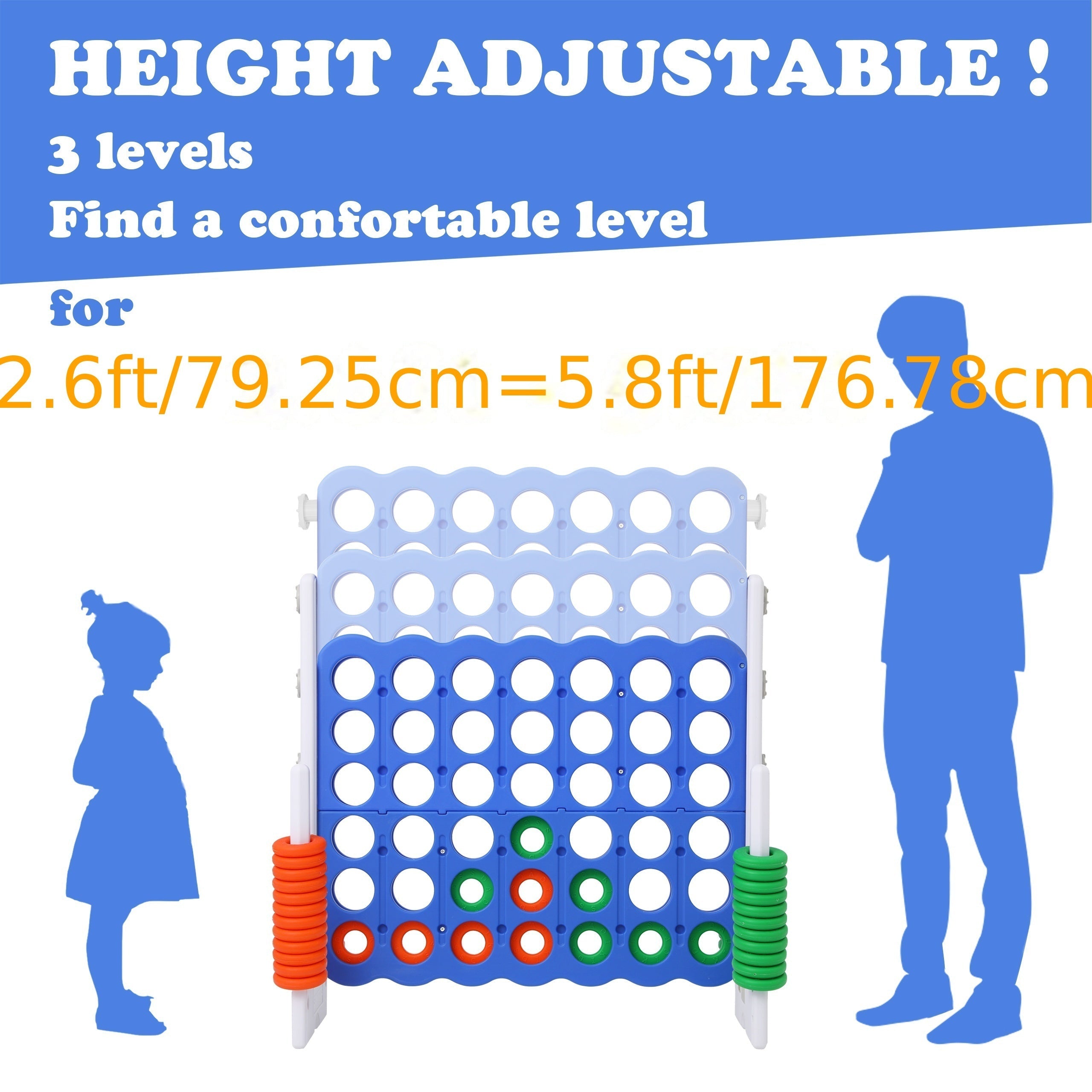 Height Adjustable Giant 4-in-A-Row Game Set Toys & Games - Tophatter Daily Deals