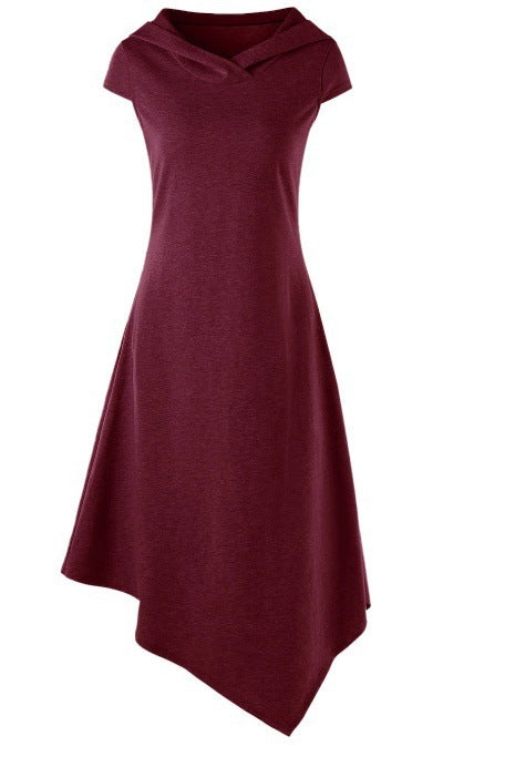 Back Hollow-out Underleg Asymmetric Hooded Midi Dress 0 - Tophatter Daily Deals