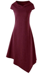 Back Hollow-out Underleg Asymmetric Hooded Midi Dress 0 - Tophatter Daily Deals