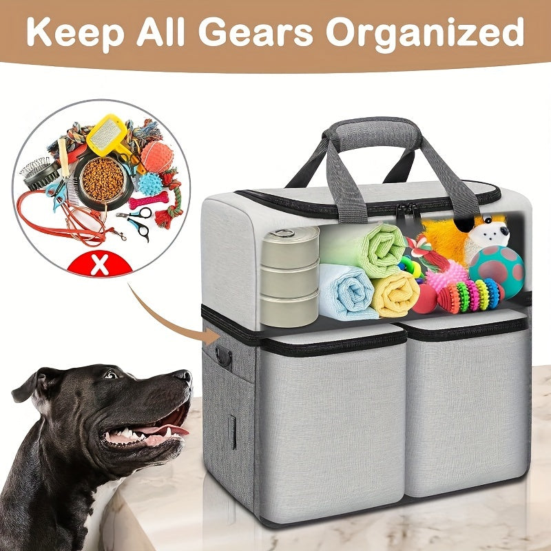 Dog Travel Bag Dual Layer with Bowls & Containers Pet Carriers & Crates - Tophatter Daily Deals