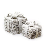 Set Of 2 LED Light Up Christmas Gift Boxes | 2 Piece Rattan Snow Topped Light Up Xmas Boxes | LED Christmas Parcels Christmas Decorations Ornament - Tophatter Daily Deals