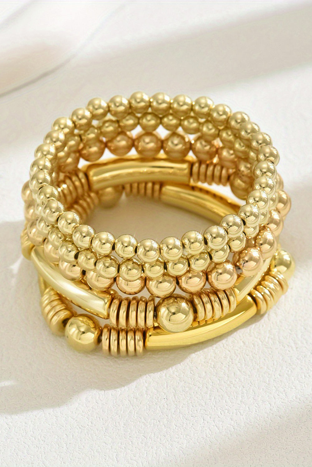 Gold 5Pcs Minimalist Beaded Bracelet Set Bracelets - Tophatter Daily Deals