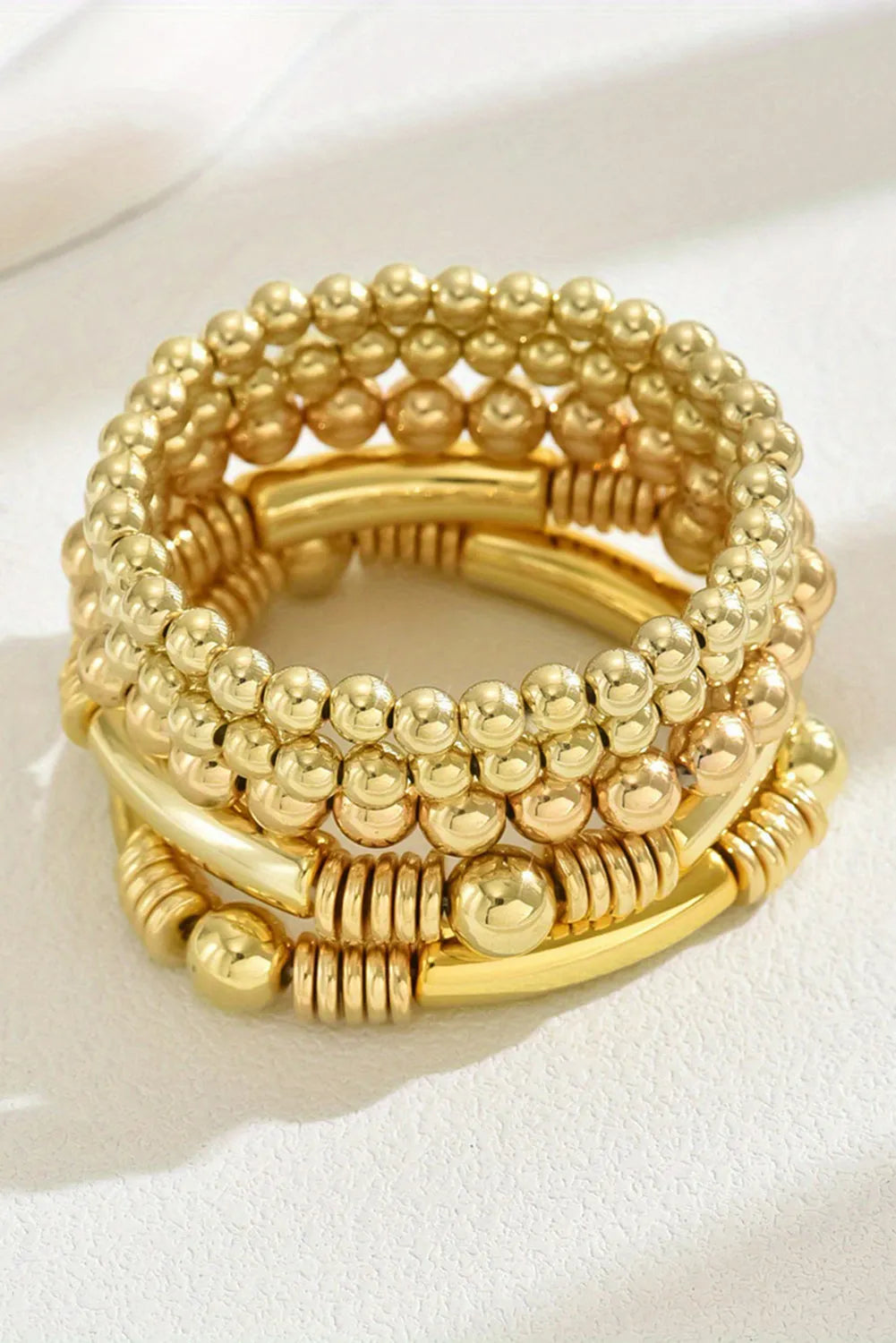 Gold 5Pcs Minimalist Beaded Bracelet Set Bracelets - Tophatter Daily Deals