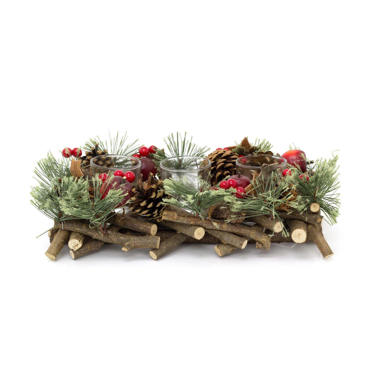 Handcrafted Christmas Triple Tealight Candle Holder ~ Xmas Table Centrepiece Candle Holder - Tophatter Daily Deals