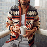 Warm Cozy Men's Zippered Cardigan Jacket - Jacquard Knit 3D Changing Face Moving Picture Frame - Tophatter Daily Deals