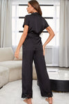 Surplice Neck Tie Waist Top and Pants Pajama Set Loungewear Sets - Tophatter Daily Deals