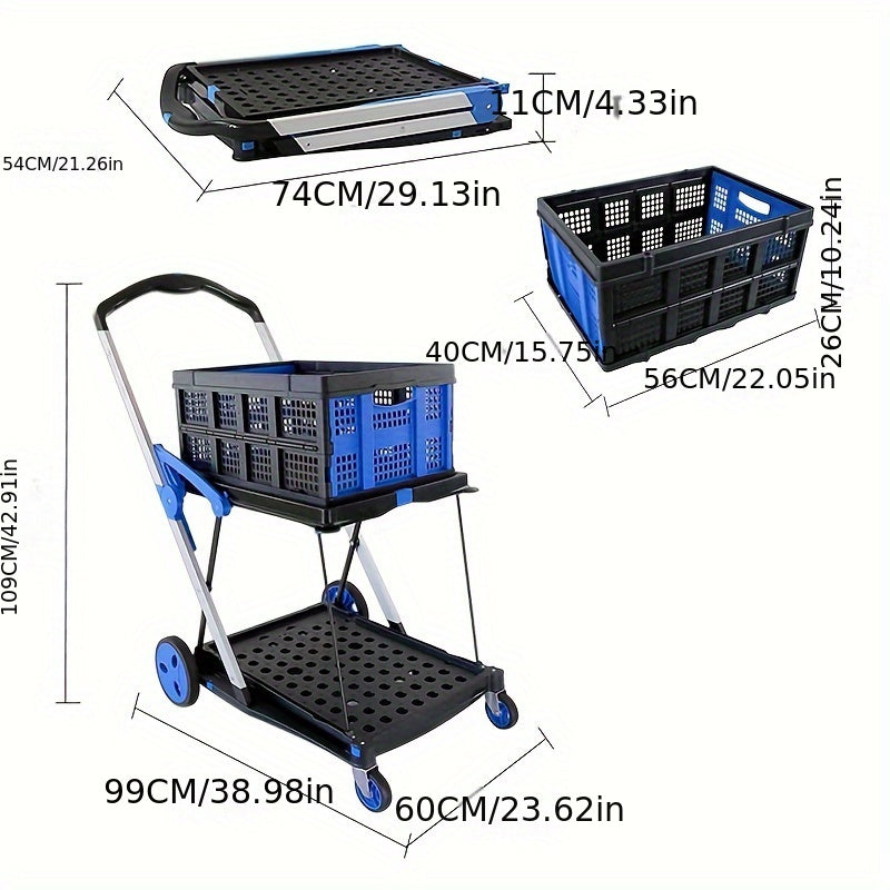 Double-Layer Trolley Cart with Rubber Wheels Kitchen Islands & Carts - Tophatter Daily Deals
