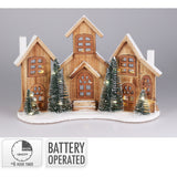 Rustic Wooden LED Christmas Village Scene | Light-Up Christmas Houses - 38x27cm Ornament - Tophatter Daily Deals