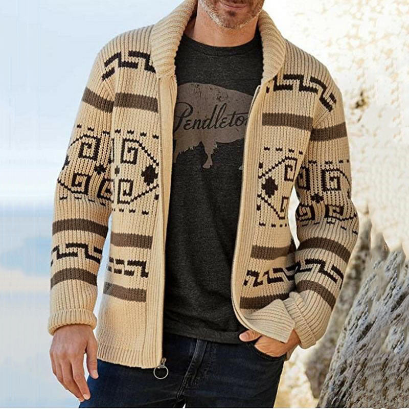 Insulating Men's Zip Cardigan - Shawl Collar Knit, Layering 3D Changing Face Moving Picture Frame - Tophatter Daily Deals