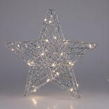 Silver Christmas Star Light | Silver Wire LED Standing Star Decoration - 30cm LED Light - Tophatter Daily Deals