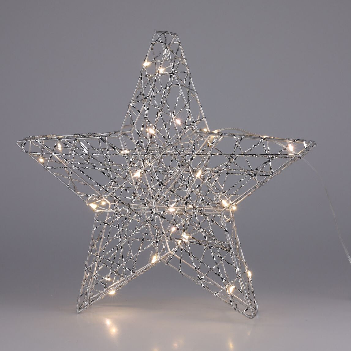 Silver Christmas Star Light | Silver Wire LED Standing Star Decoration - 30cm LED Light - Tophatter Daily Deals